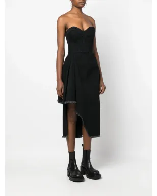 Alexander McQueen アシンメトリーデニムドレス - ブラック - サムネイル3