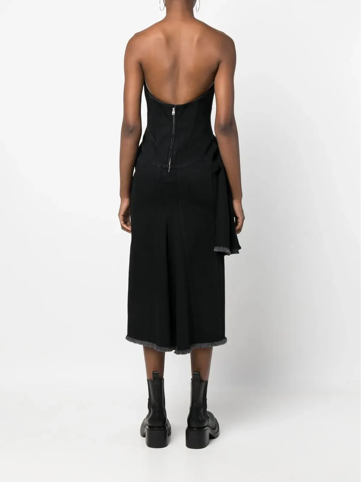 Alexander McQueen アシンメトリーデニムドレス - ブラック - 画像4