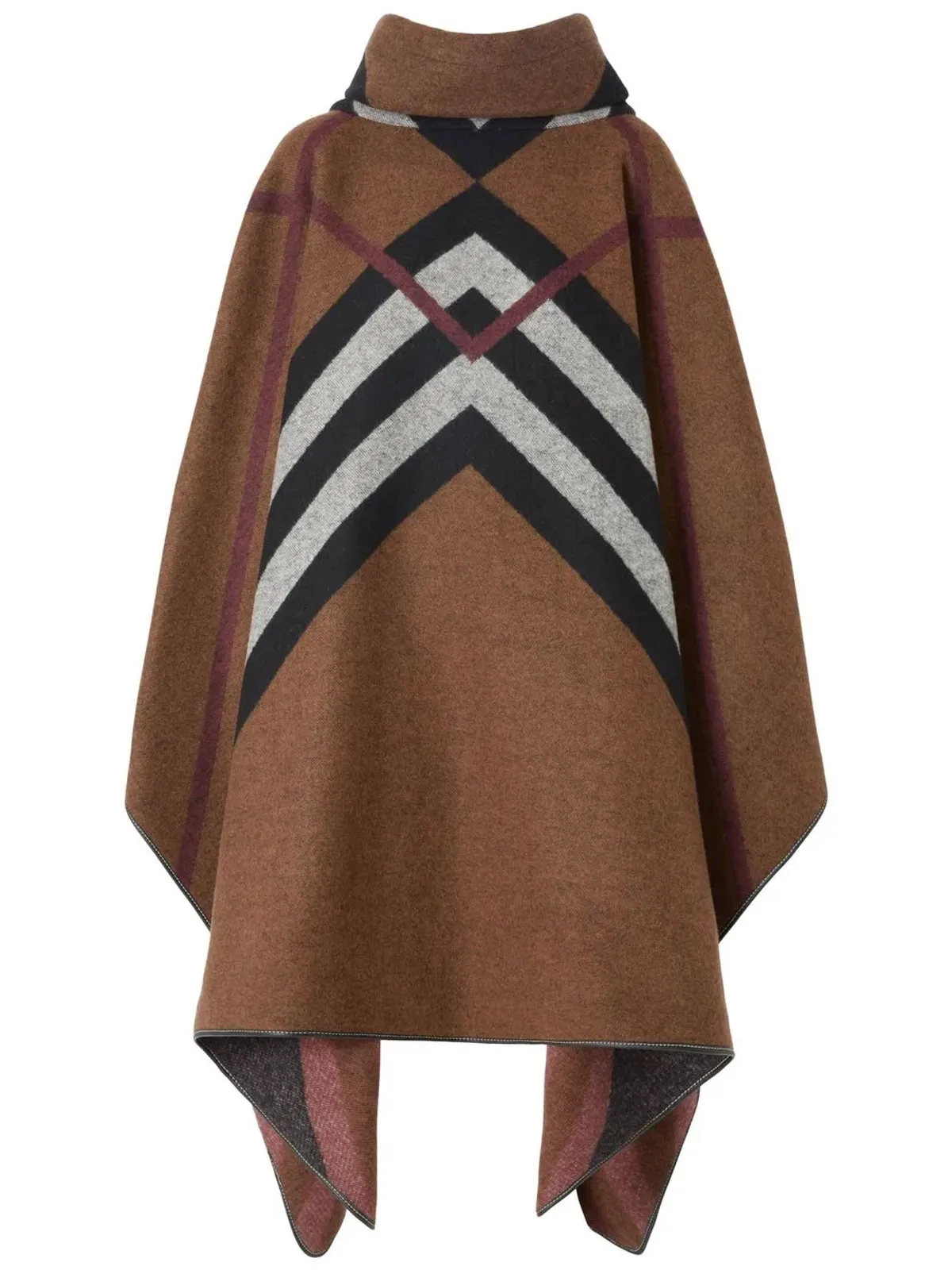 Burberry チェックジャカード カシミア ポンチョ - ブラウン - 画像1