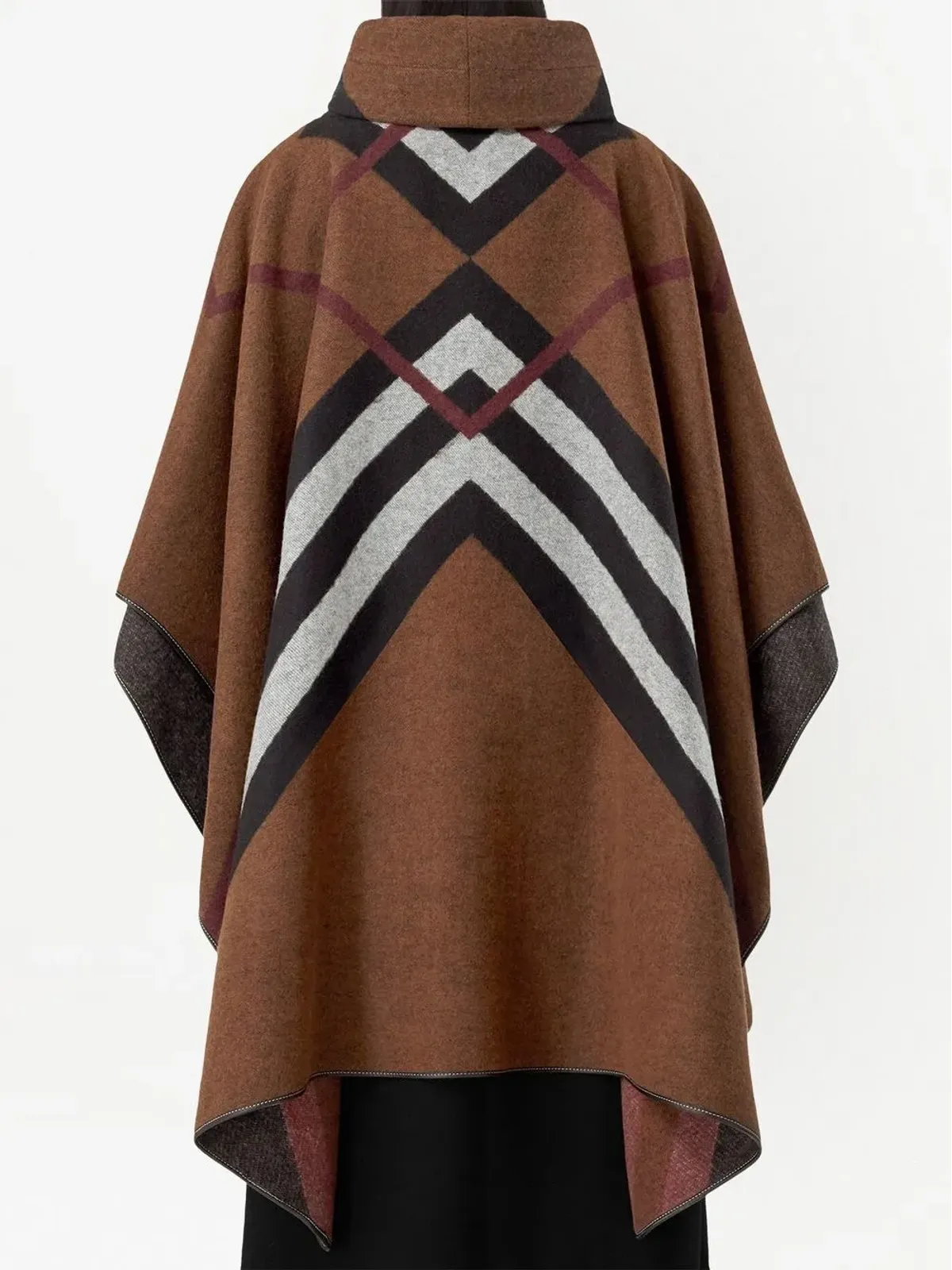 Burberry チェックジャカード カシミア ポンチョ - ブラウン - 画像4