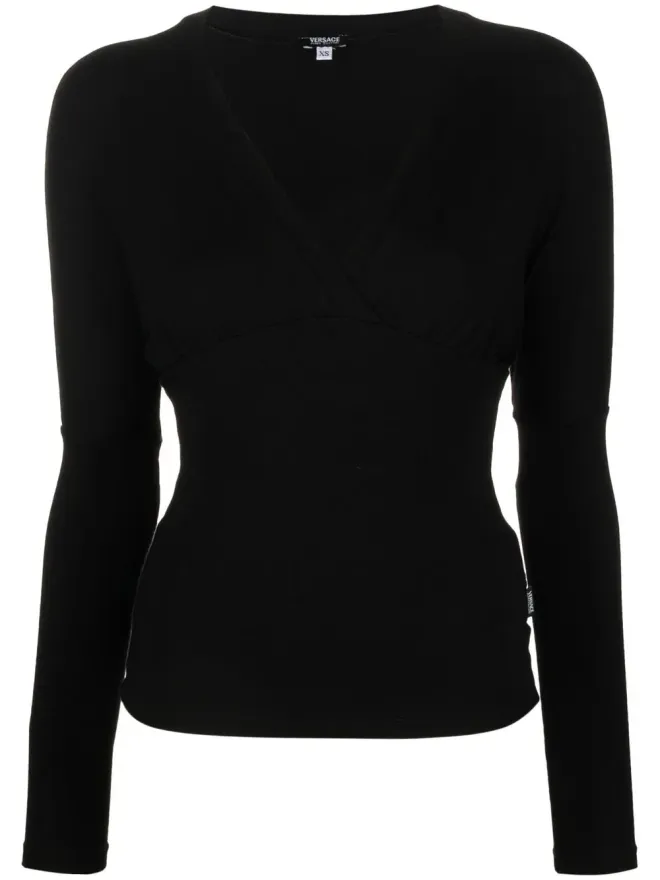 Versace Pre-Owned Versace Pre-Owned 2000s fine-knit V-neck jumper - Blackの商品画像