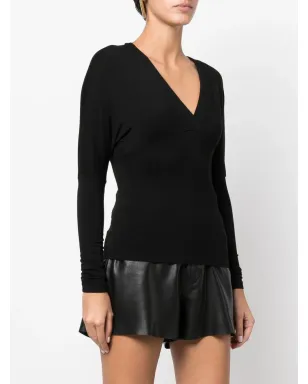 Versace Pre-Owned 2000s fine-knit V-neck jumper - Black - サムネイル3