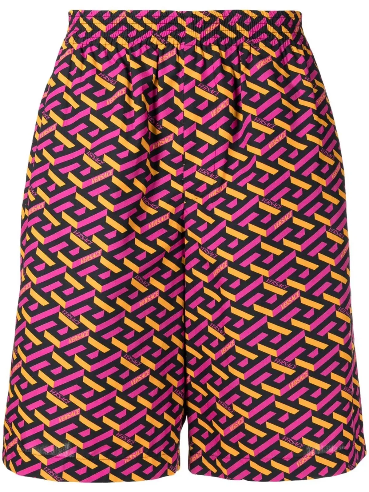 Versace Le Grecaプリント エラスティックウェスト ショーツ ピンク - 画像1