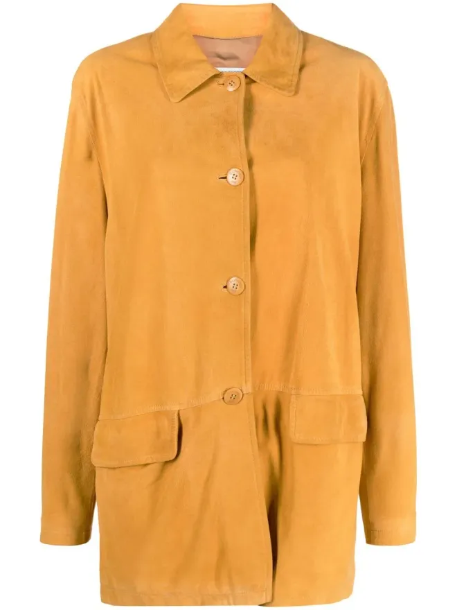 Burberry Pre-Owned Burberry Pre-Owned 1990年代 レザーコート（オレンジ）の商品画像