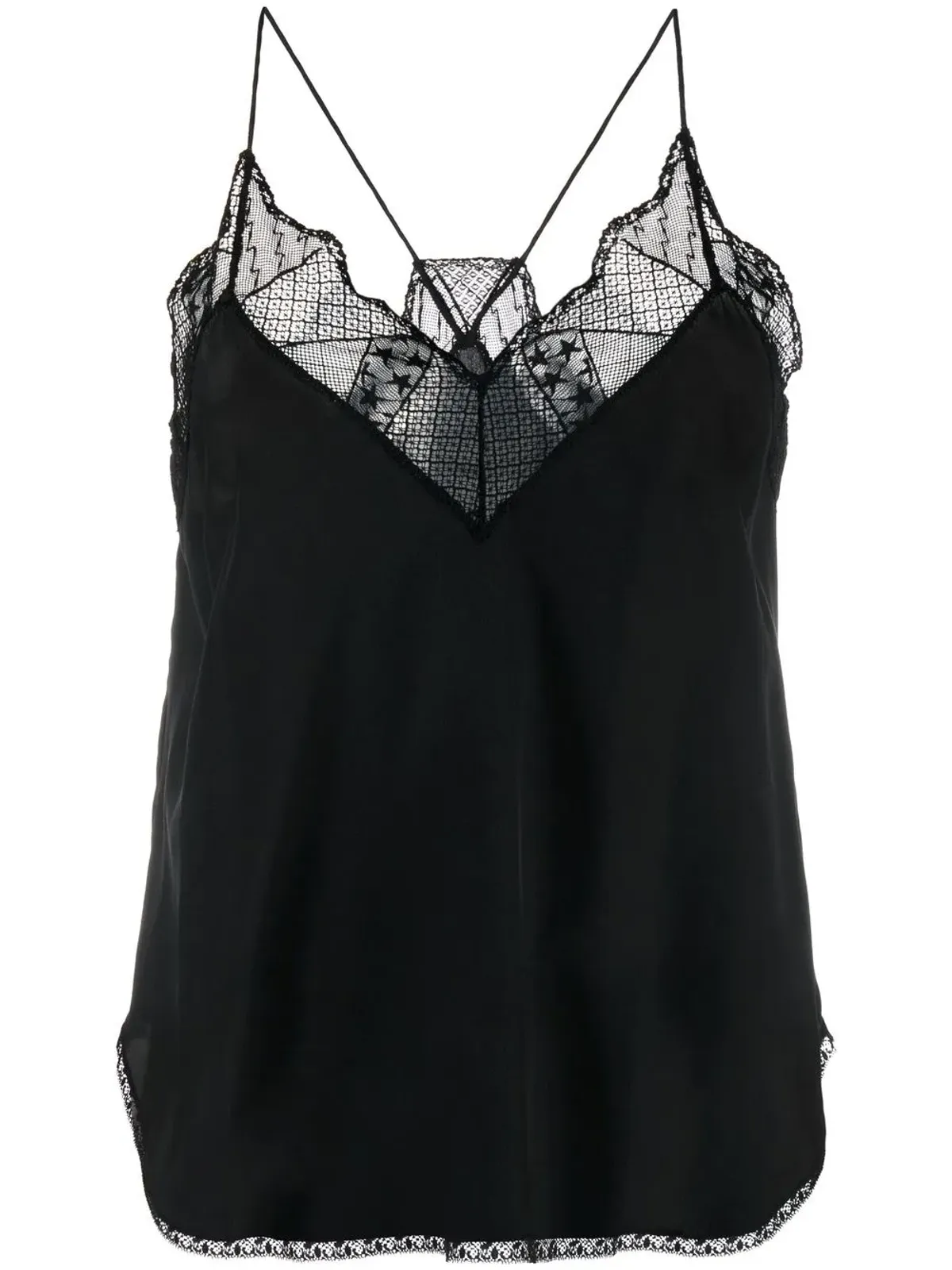 Zadig&Voltaire Christy レーストリム シルクキャミソール - ブラック - 画像1