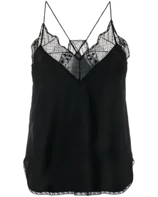 Zadig&Voltaire Christy レーストリム シルクキャミソール - ブラック - サムネイル1