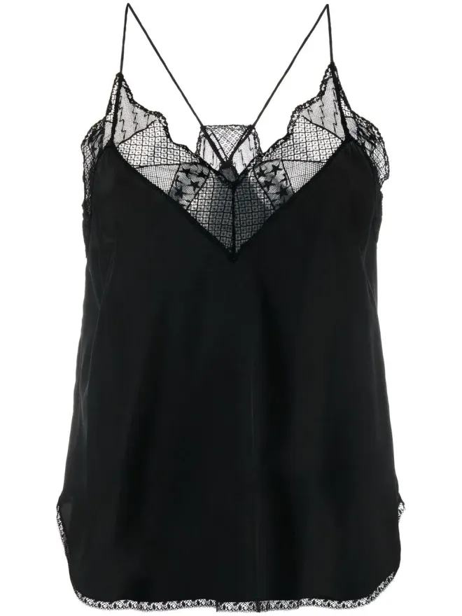 Zadig&Voltaire Zadig&Voltaire Christy レーストリム シルクキャミソール - ブラックの商品画像
