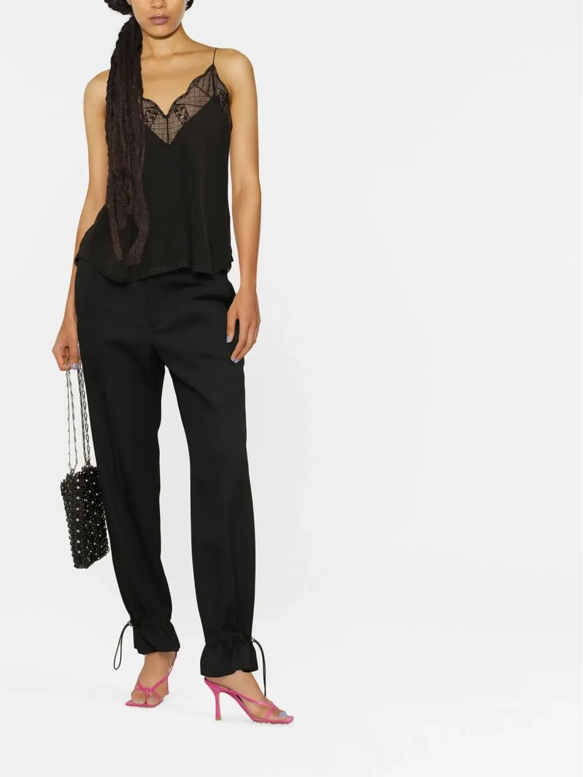 Zadig&Voltaire Christy レーストリム シルクキャミソール - ブラック - 画像2
