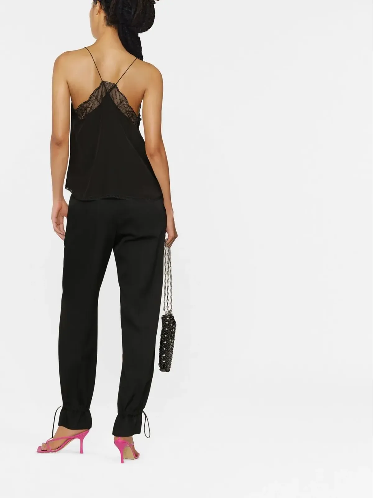 Zadig&Voltaire Christy レーストリム シルクキャミソール - ブラック - 画像4