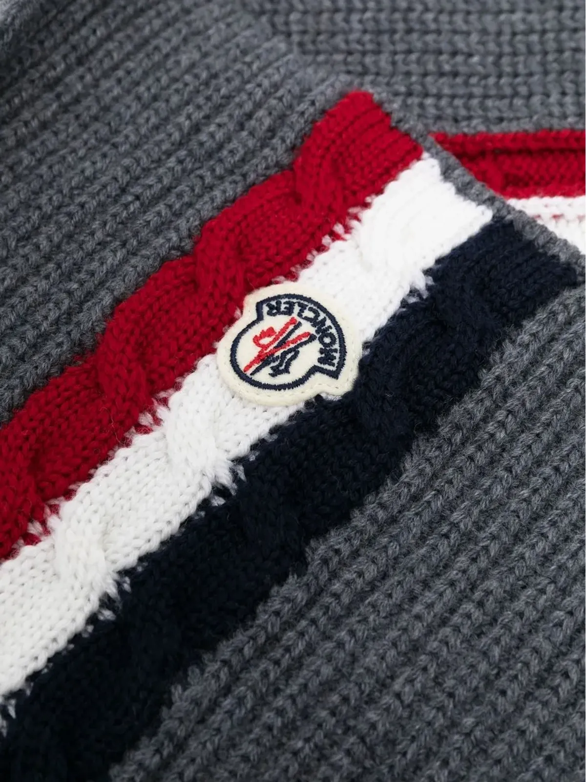 Moncler Enfant ロゴパッチ付きリブ編みスカーフ - 画像2