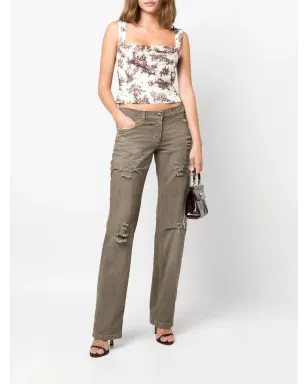 Dolce & Gabbana Pre-Owned 2000s リップドエフェクト ストレートレッグ トラウザー - Neutrals - サムネイル2