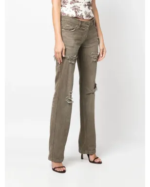 Dolce & Gabbana Pre-Owned 2000s リップドエフェクト ストレートレッグ トラウザー - Neutrals - サムネイル3