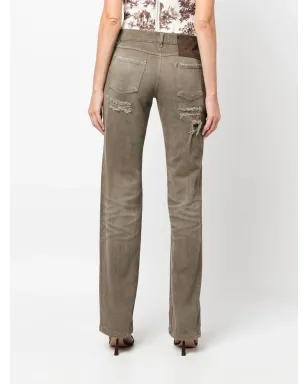 Dolce & Gabbana Pre-Owned 2000s リップドエフェクト ストレートレッグ トラウザー - Neutrals - サムネイル4