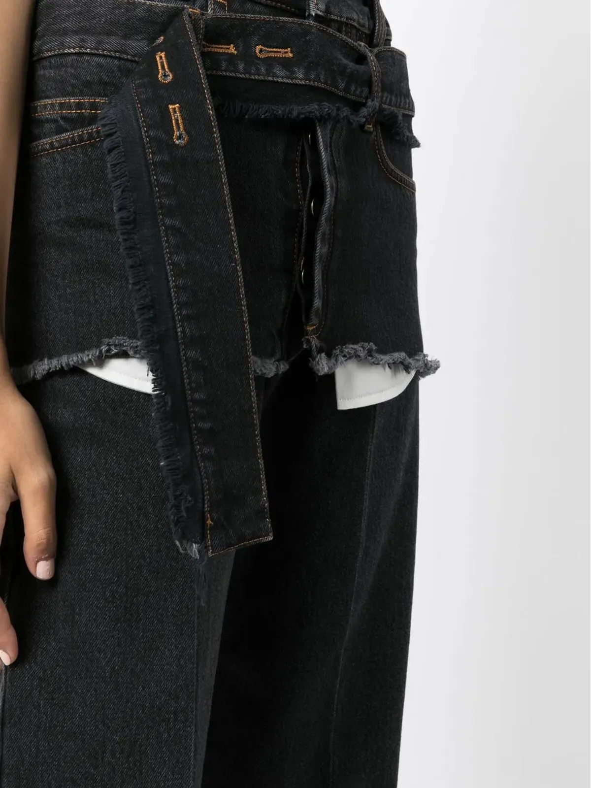 MERYLL ROGGE disconnected raw-cut jeans - Black - 画像5