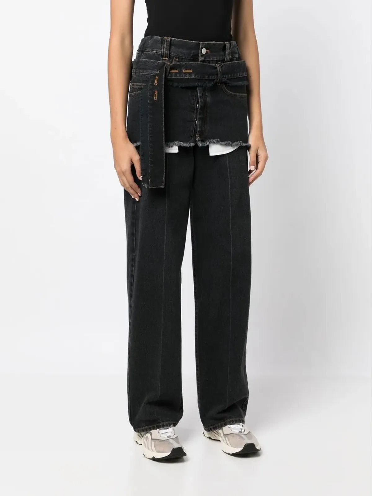 MERYLL ROGGE disconnected raw-cut jeans - Black - 画像3
