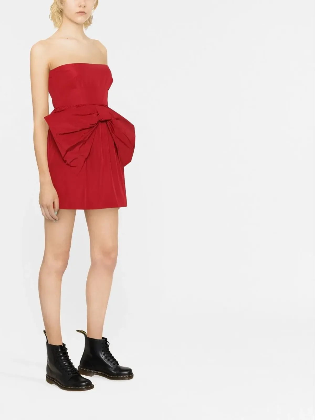 RED Valentino ボウ付きストラップレスミニドレス - 画像3