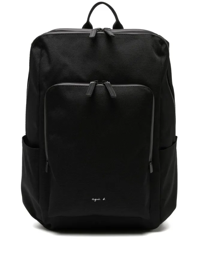 agnès b. agnès b. ロゴプリント ジップアップバックパック ブラックの商品画像