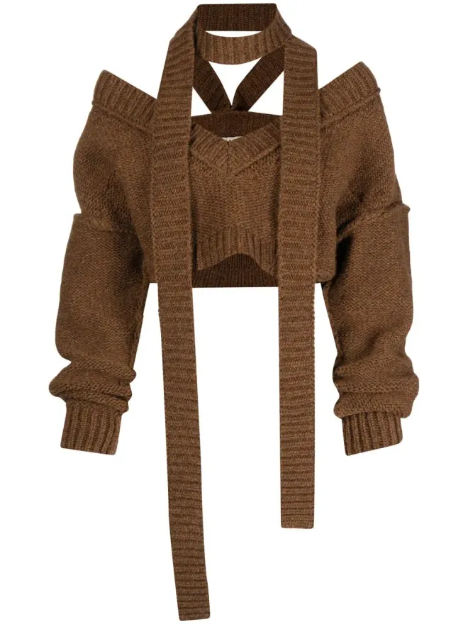 Meryll Rogge MERYLL ROGGE クロップドVネックホルターネックニットセーターの商品画像