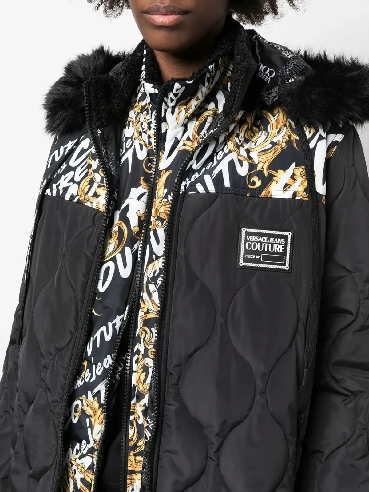 Versace Jeans Couture グラフィックプリント キルティングコート - ブラック - 画像5