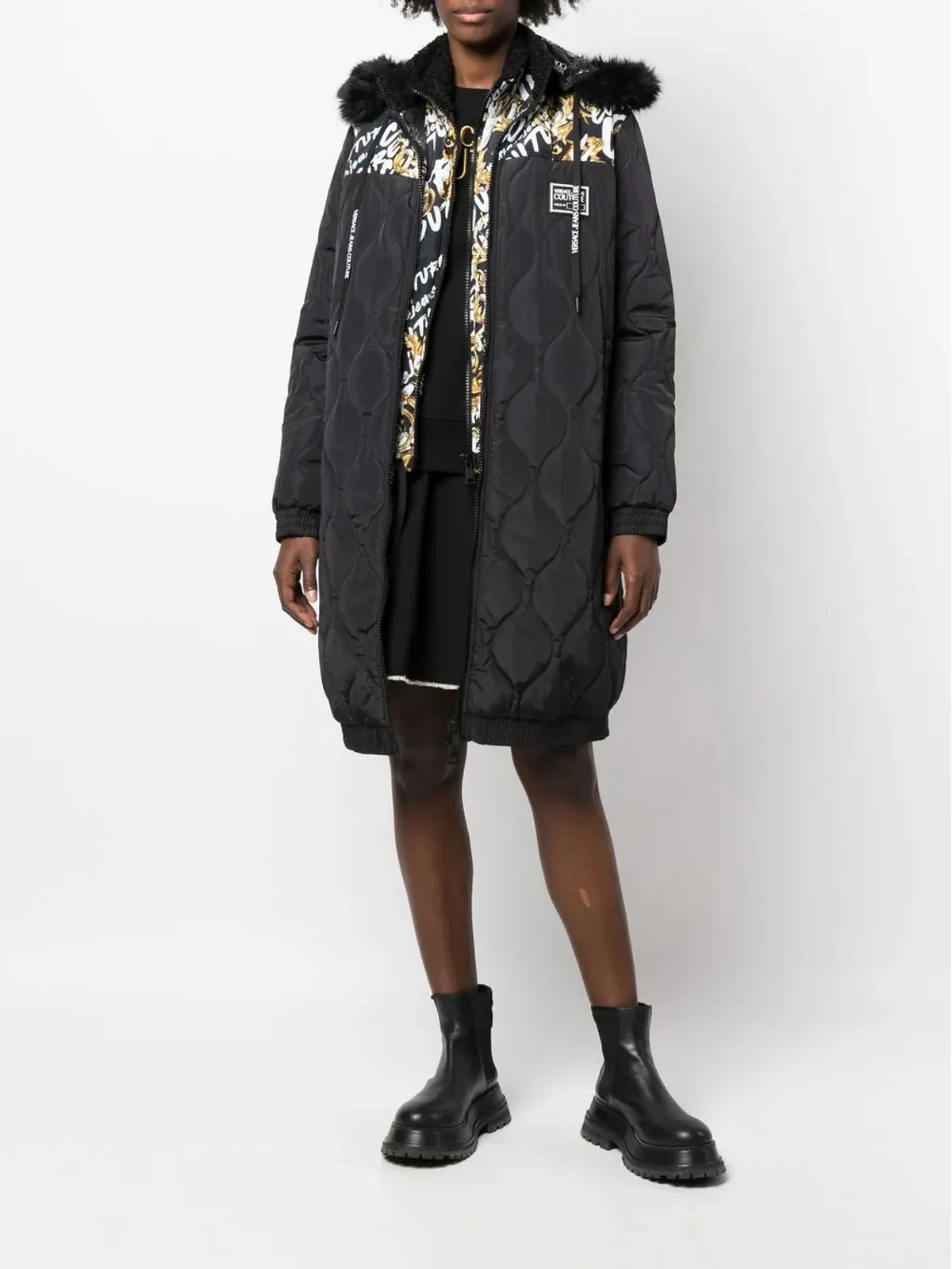 Versace Jeans Couture グラフィックプリント キルティングコート - ブラック - 画像2