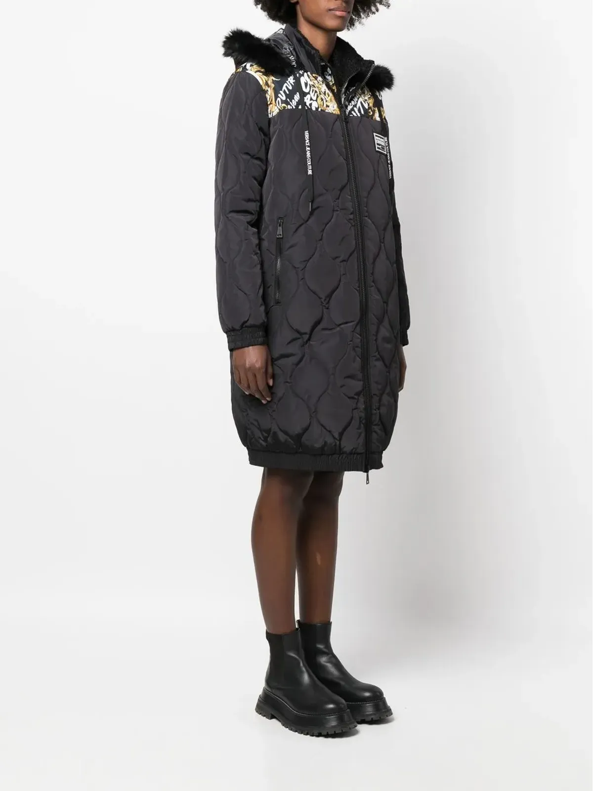 Versace Jeans Couture グラフィックプリント キルティングコート - ブラック - 画像3