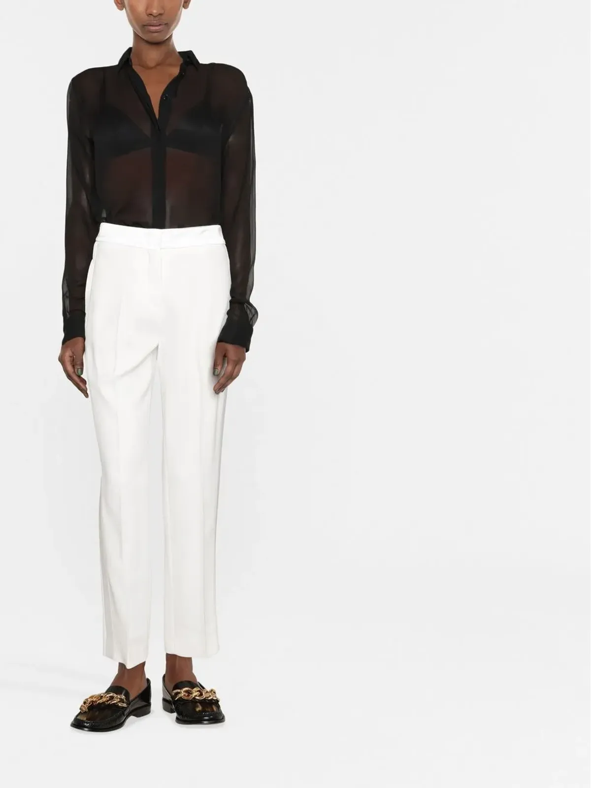 Ermanno Scervino ハイウェスト テーパードパンツ - White - 画像2