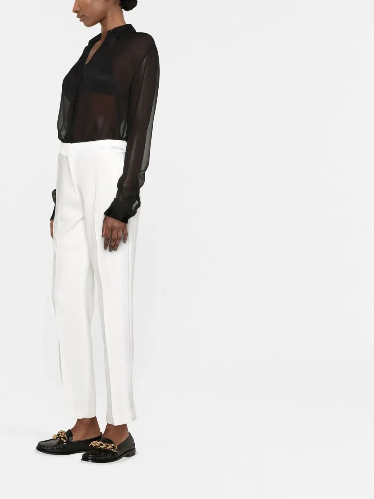 Ermanno Scervino ハイウェスト テーパードパンツ - White - 画像4