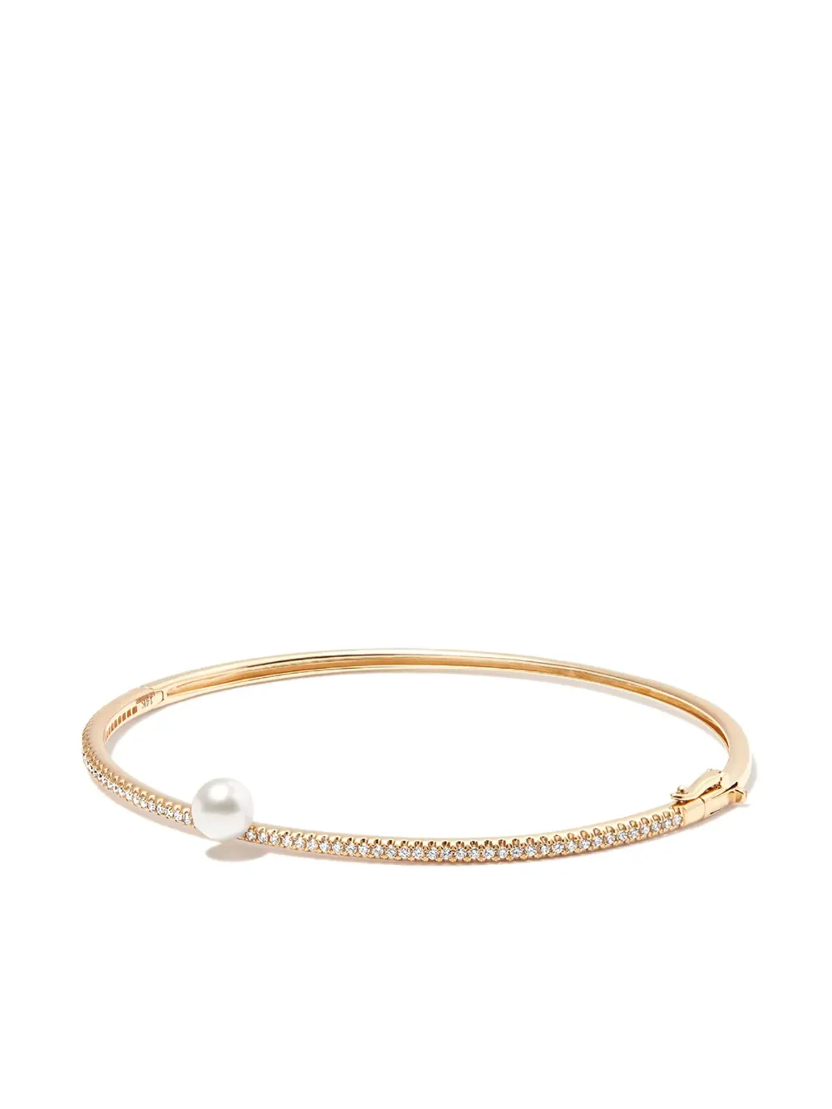 Mizuki 14kt イエローゴールド ダイヤモンドと淡水パールのバングル - 画像1