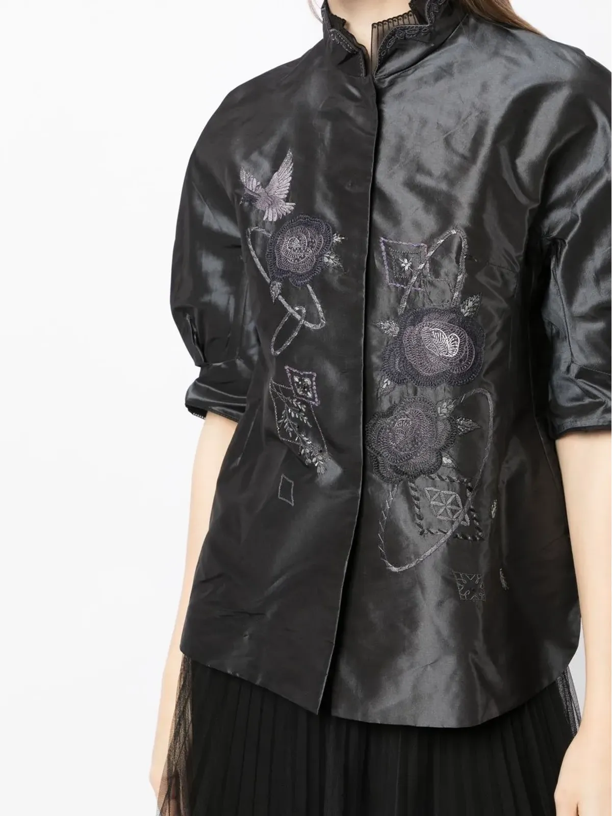 SHIATZY CHEN 刺繍入りシルクパフスリーブジャケット - 画像5