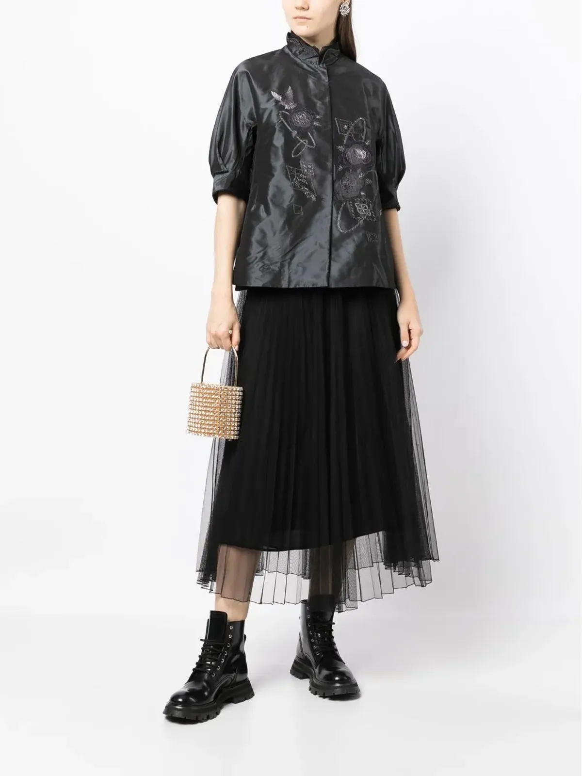 SHIATZY CHEN 刺繍入りシルクパフスリーブジャケット - 画像2