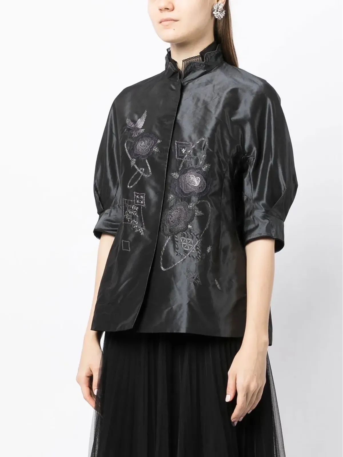 SHIATZY CHEN 刺繍入りシルクパフスリーブジャケット - 画像3