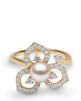 Yoko London 18K イエローゴールド ペタルパールとダイヤモンドリング - サムネイル2