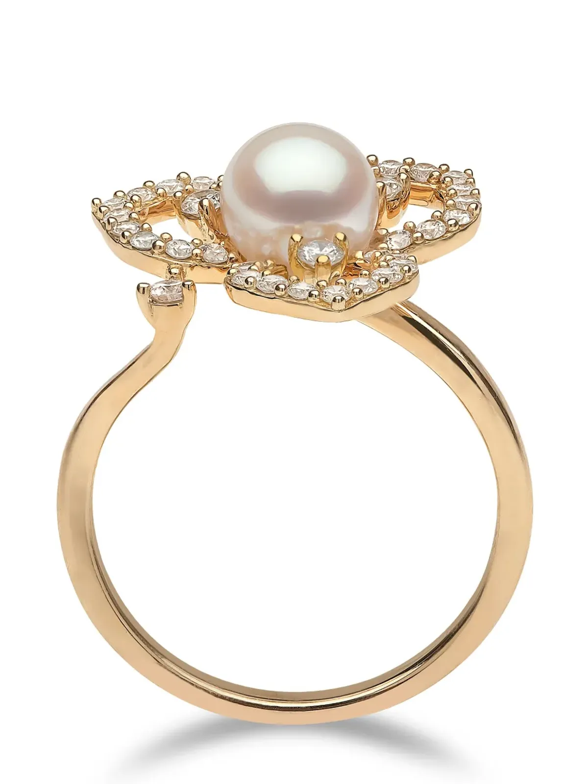 Yoko London 18K イエローゴールド ペタルパールとダイヤモンドリング - 画像3