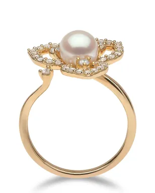 Yoko London 18K イエローゴールド ペタルパールとダイヤモンドリング - サムネイル3