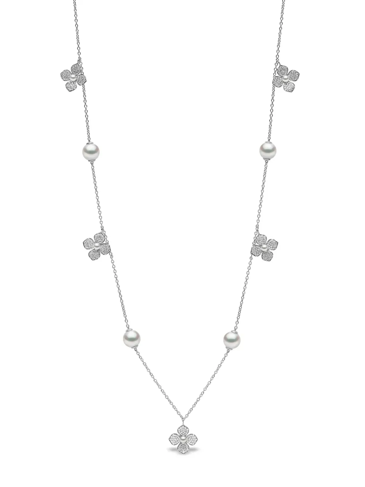 Yoko London 18ktホワイトゴールド ペタル ダイヤモンドとパール ネックレス - 画像2