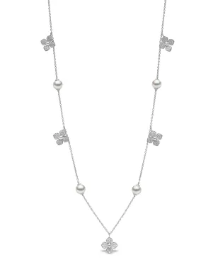 Yoko London 18ktホワイトゴールド ペタル ダイヤモンドとパール ネックレス - サムネイル2