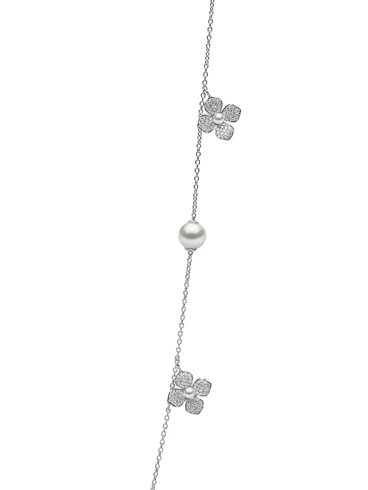 Yoko London 18ktホワイトゴールド ペタル ダイヤモンドとパール ネックレス - 画像3