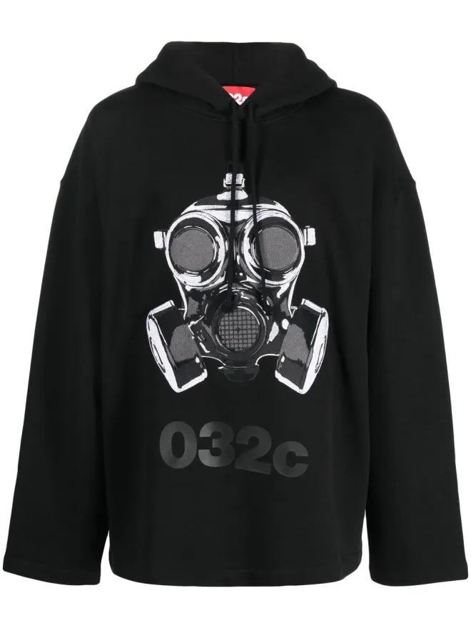 032c 032c グラフィックプリント ドロップショルダー パーカー - ブラックの商品画像