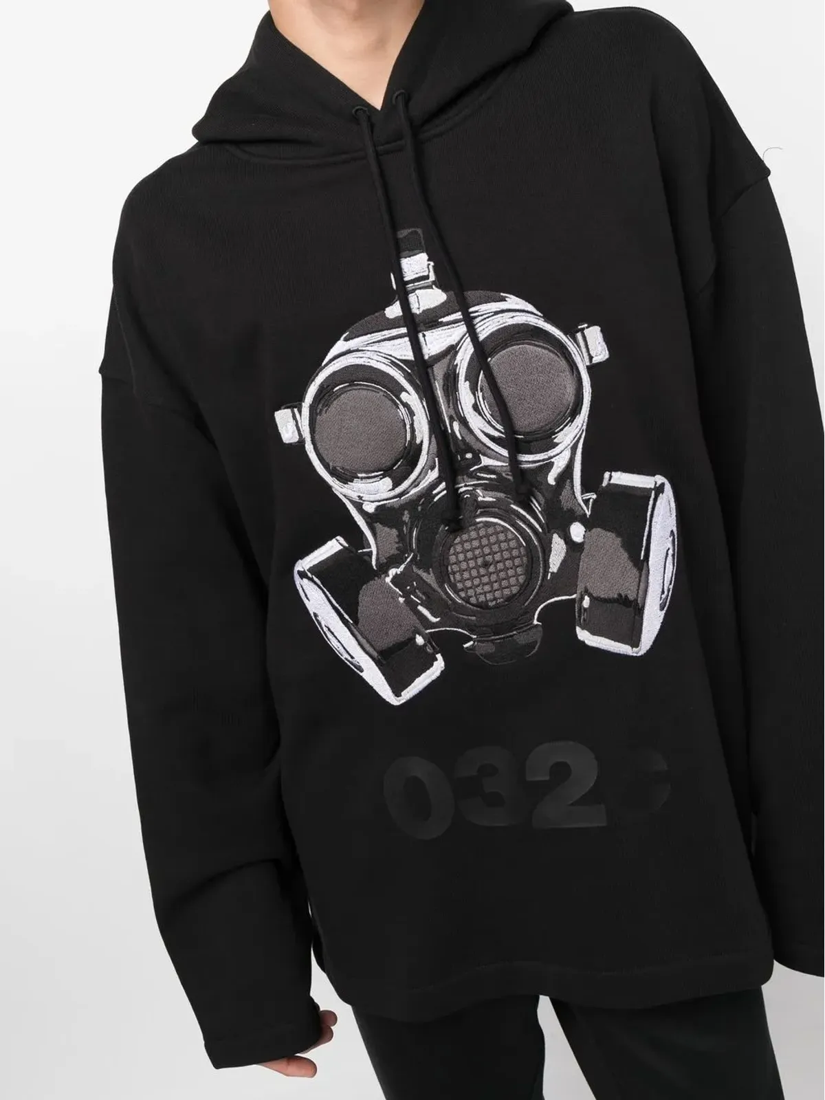 032c グラフィックプリント ドロップショルダー パーカー - ブラック - 画像5