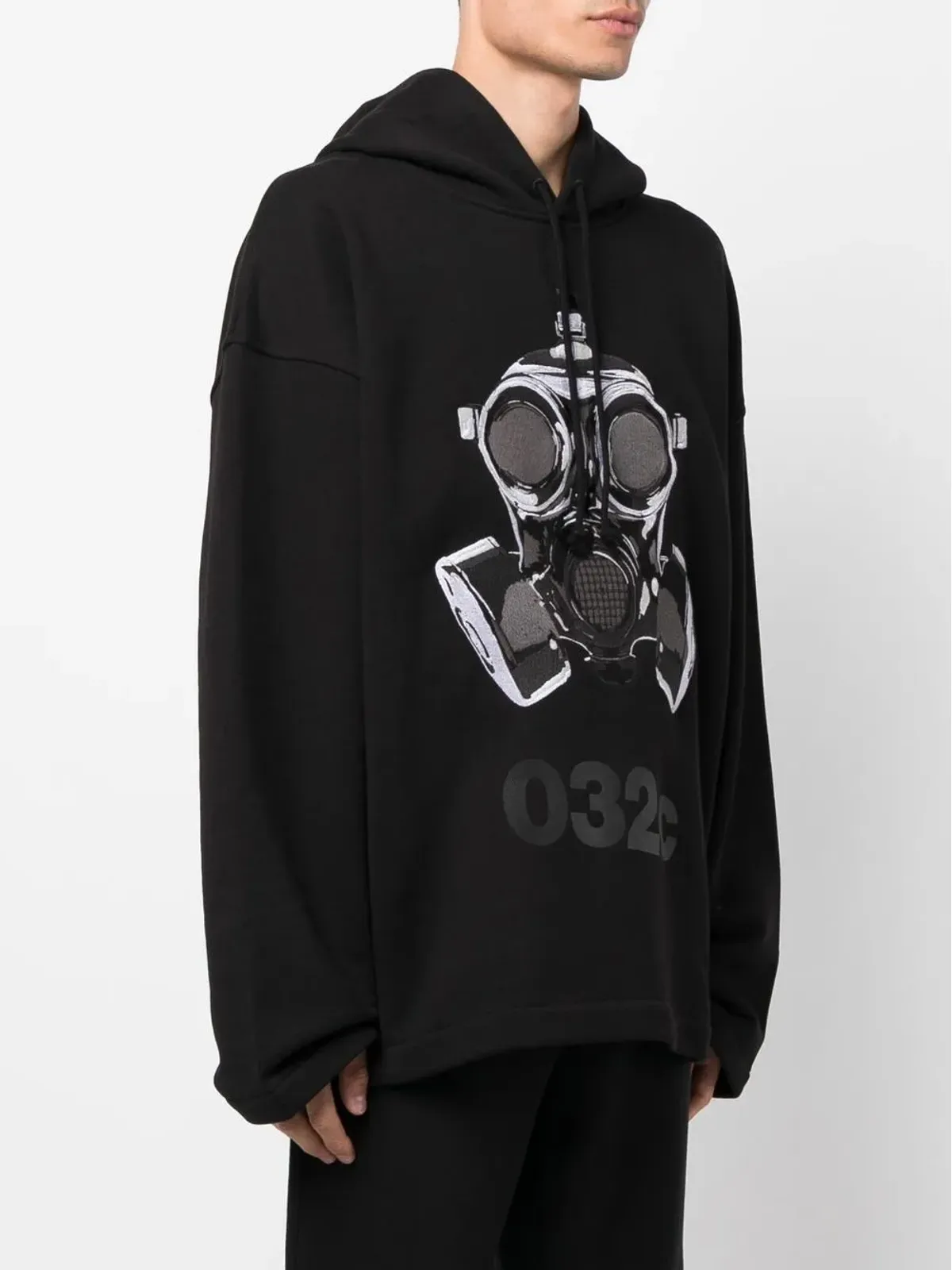 032c グラフィックプリント ドロップショルダー パーカー - ブラック - 画像3
