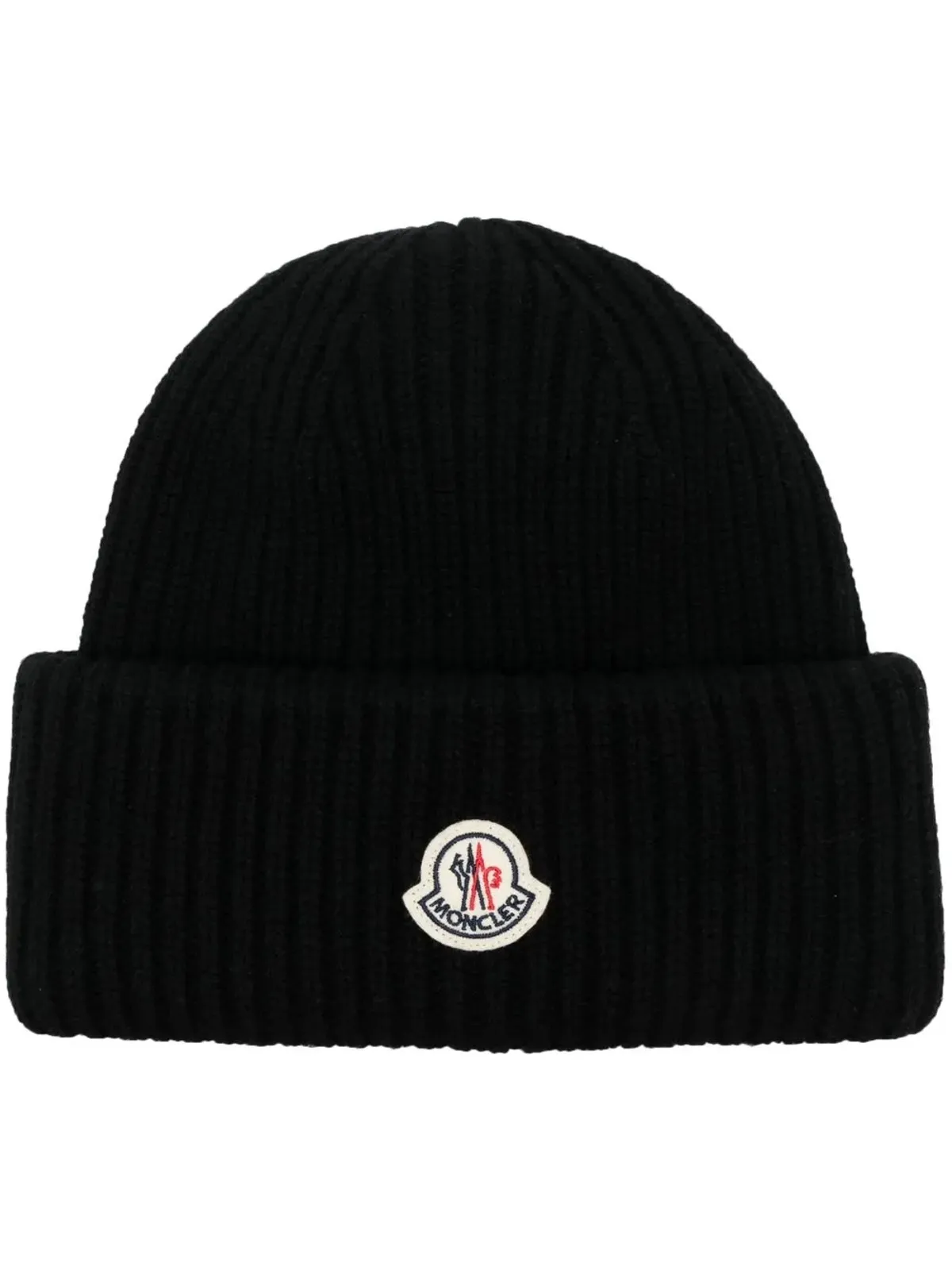 Moncler ロゴパッチ付きリブ編みビーニー - 画像1