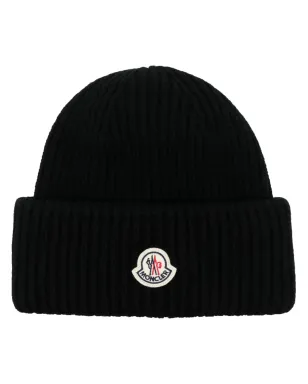 Moncler ロゴパッチ付きリブ編みビーニー - サムネイル1