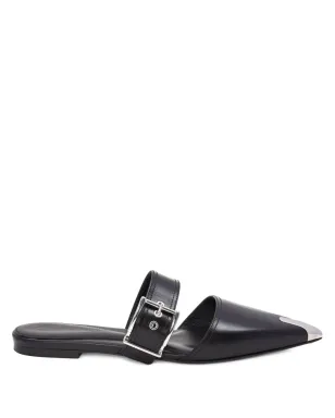 Alexander McQueen バックル付きレザーミュール - ブラック - サムネイル1
