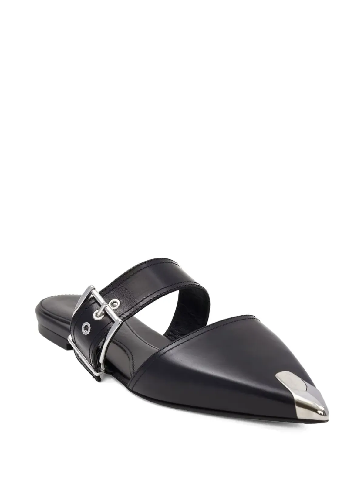 Alexander McQueen バックル付きレザーミュール - ブラック - 画像2