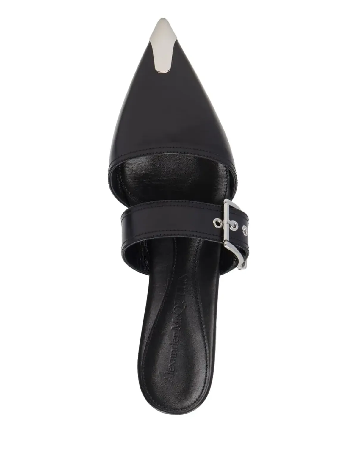 Alexander McQueen バックル付きレザーミュール - ブラック - 画像3