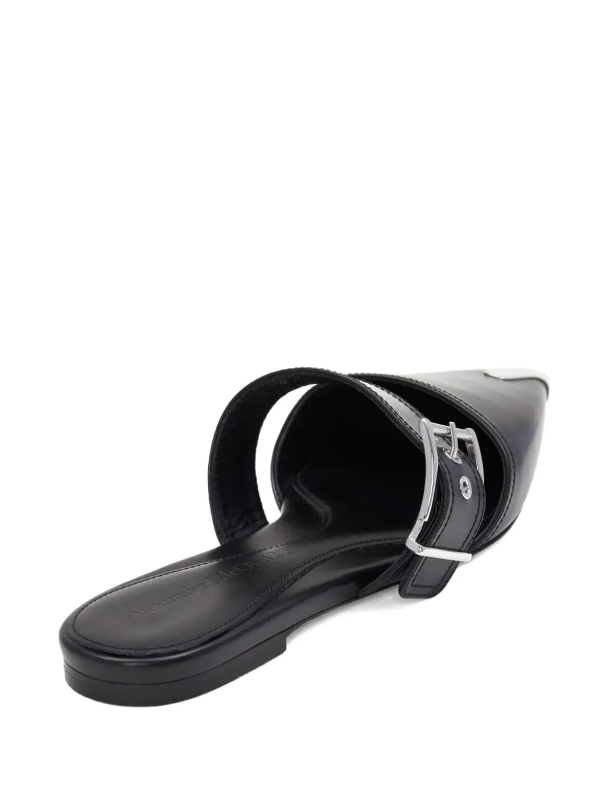 Alexander McQueen バックル付きレザーミュール - ブラック - 画像4