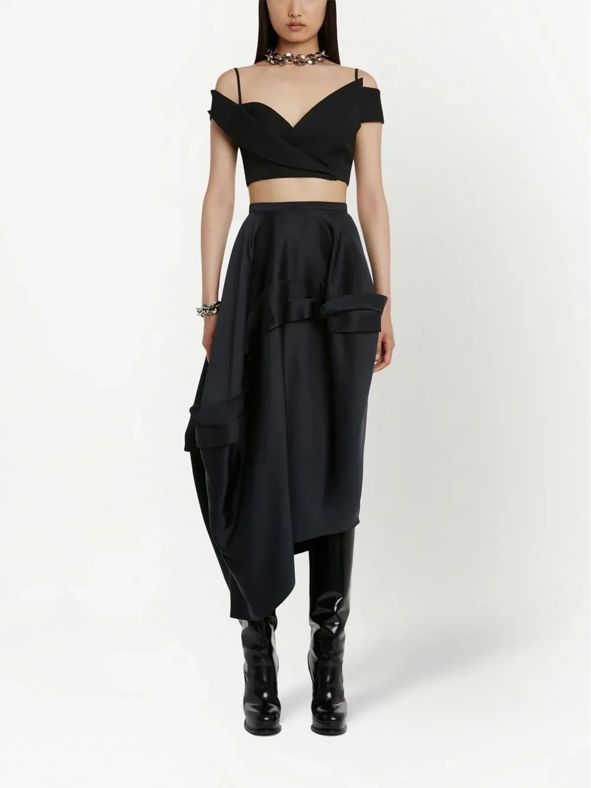 Alexander McQueen トロンプ・ルイユ テーラード クロップトップ - ブラック - 画像2