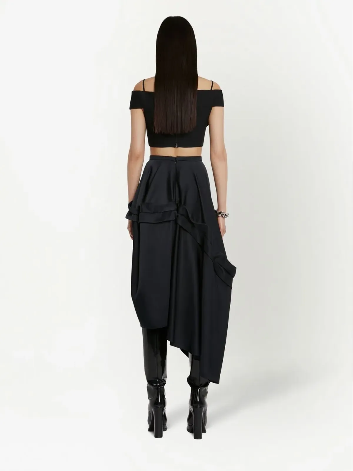 Alexander McQueen トロンプ・ルイユ テーラード クロップトップ - ブラック - 画像4