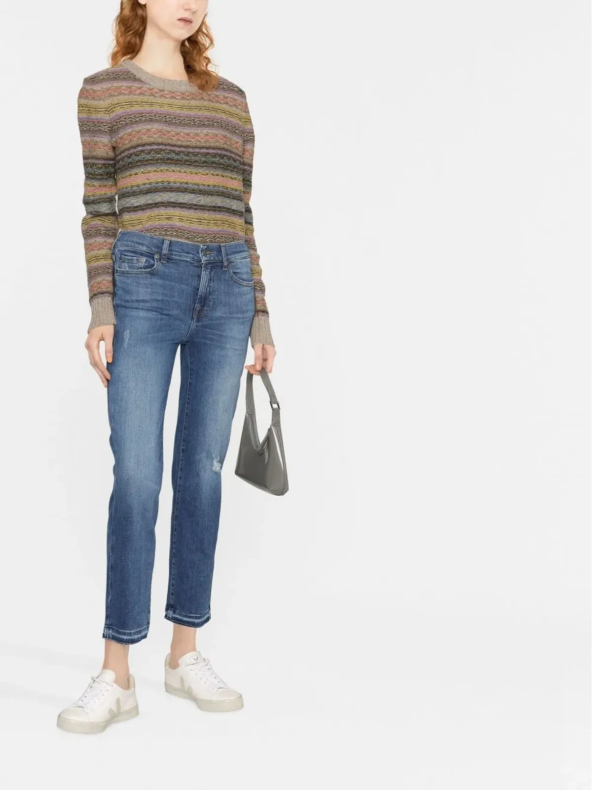 7 For All Mankind ダメージ加工 ミッドライズ クロップドジーンズ - 画像2