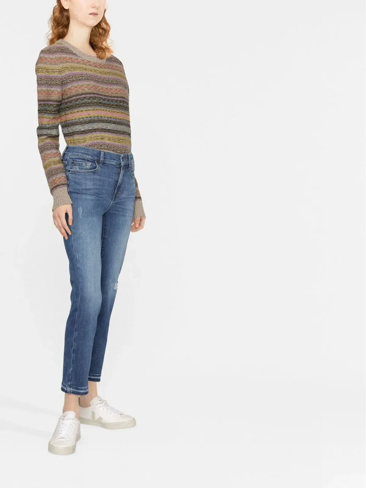 7 For All Mankind ダメージ加工 ミッドライズ クロップドジーンズ - 画像4